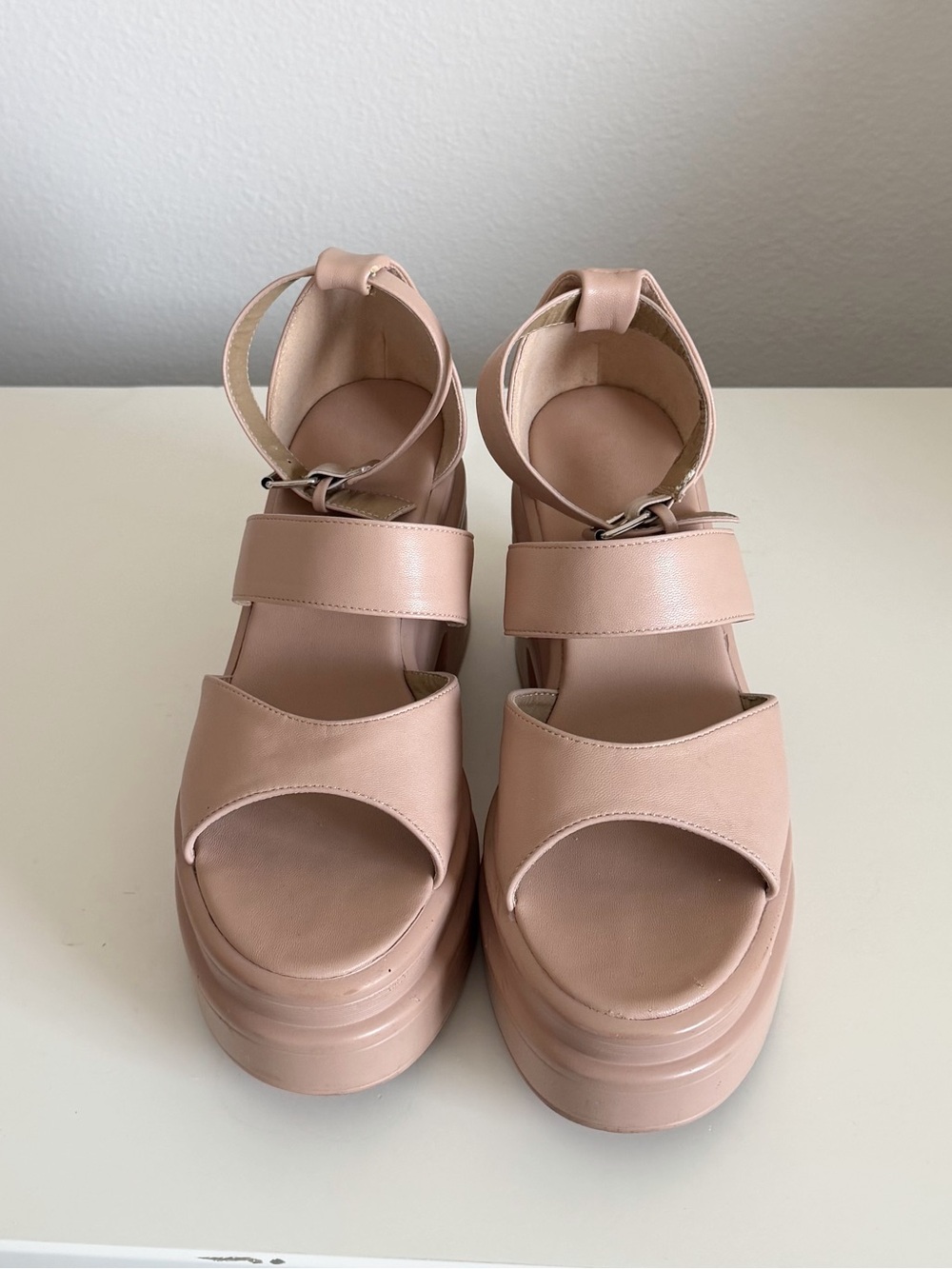 Shop Stevie Cream Platform Sandals with Ankle Strap